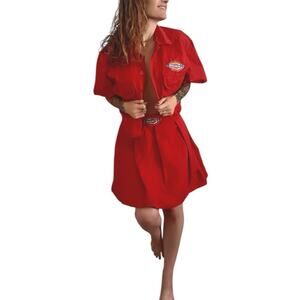 Vintage DICKIES Red Retro Pleated Skirt Crop Jacket Set 80s 90s Adult S/M Jr XXL